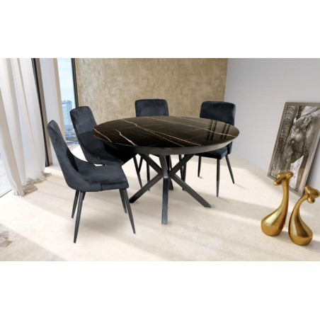 שולחן פינת אוכל שיש שחור