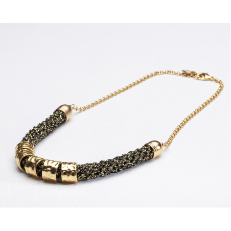 Black and Gold Five Rings Necklace | Yael