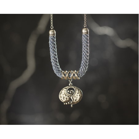 Pomegranate Pendant Necklace Gray and Silver | Maayan