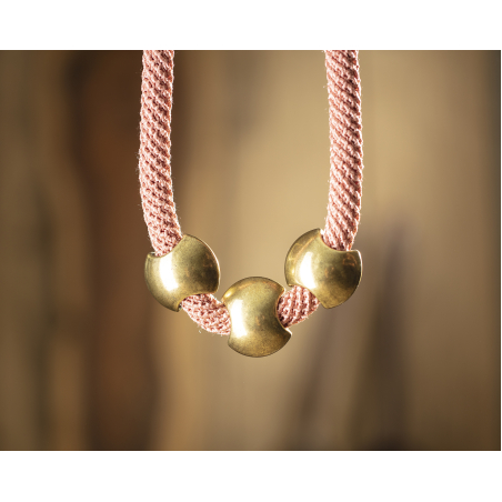 Pink & Antique Gold 3 Big Beads Necklace | Nirit
