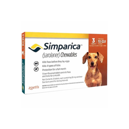 סימפריקה 20 מ”ג לכלבים במשקל 5-10 ק”ג