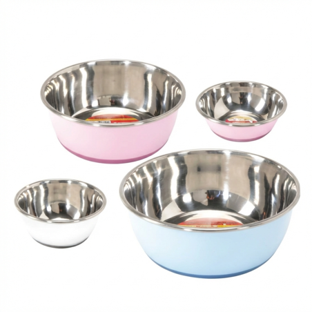 קערת נירוסטה צבעונית עם גומי מונע החלקה - מגוון מידות