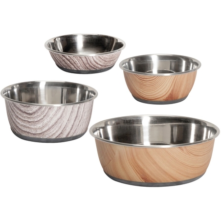 קערת נירוסטה - ציפוי דמוי עץ- מגוון מידות