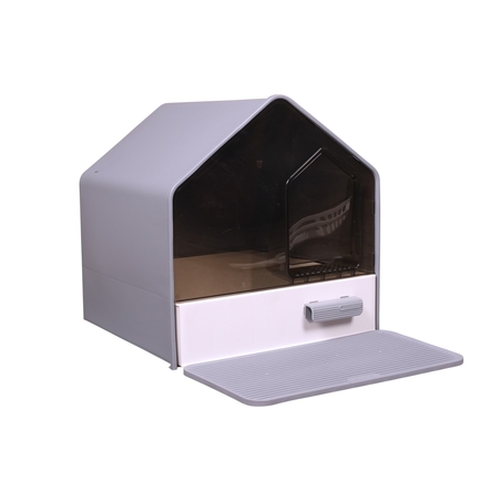 שירותים סגורים אפורים בצורת בית לחתול