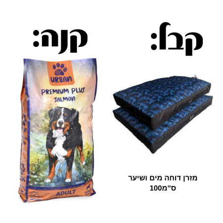 אורבן פרימיום פלוס עוף וסלמון לכלב בוגר - 15 ק