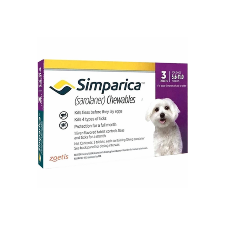 סימפריקה 10 מ”ג לכלבים במשקל 2.5-5 ק”ג