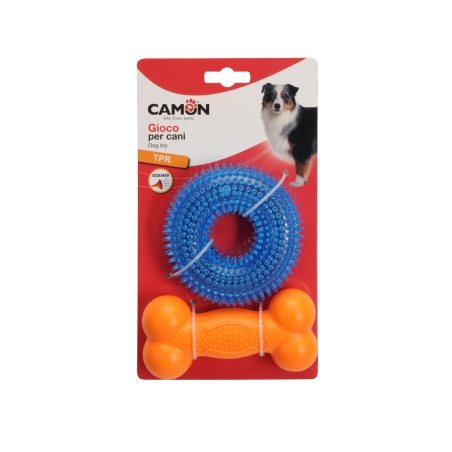 סט נשכנים טבעת ועצם לכלב מצפצף - CAMON