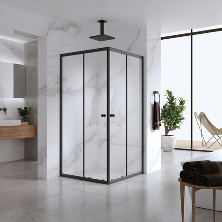 מקלחון פינתי הזזה B201 שחור הוברמן מקלחונים