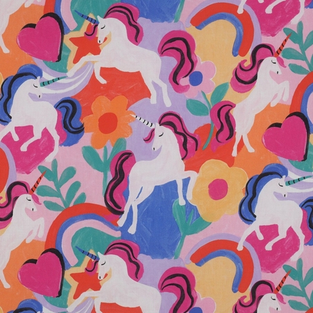 אריג כותנה דפוס דיגיטלי חדי קרן צבעוניים