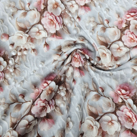 אריג כותנה פנינים ושושנים בדפוס תלת ממד