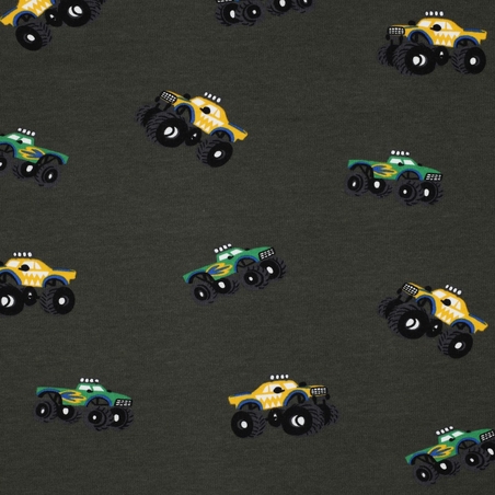 בד פוטר דפוס משאיות על רקע ירוק זית