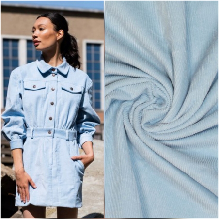 אריג קורדרוי לייקרה צבע תכלת בהיר