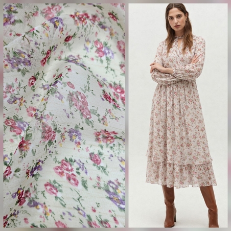 אריג שיפון פרחים קטנים בסגנון כפרי רקע אופוייט