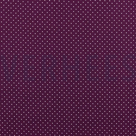 אריג כותנה סגול נקודות סיכה לבן