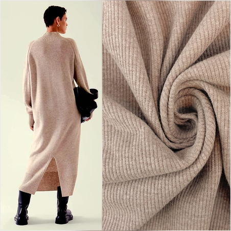 סריג ריב כותנה צבע חול מלאנז