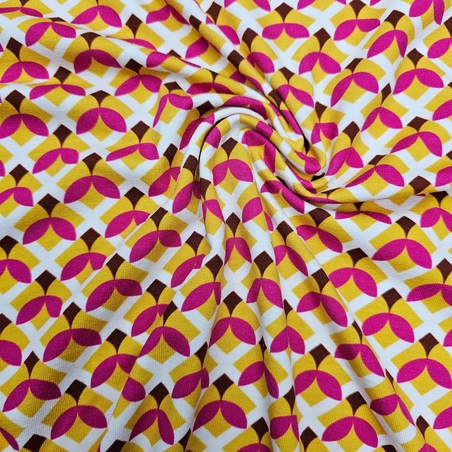 טריקו ויסקוזה דפוס בוהו גווני צהוב