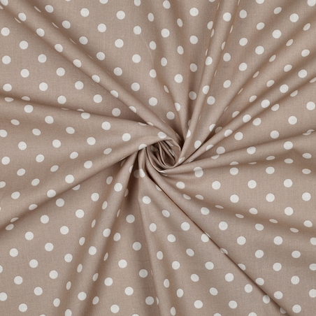 אריג כותנה נקודות לבן על רקע בז