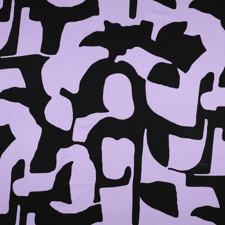 אריג ויסקוזה לייקרה דפוס אמורפי גווני סגול שחור