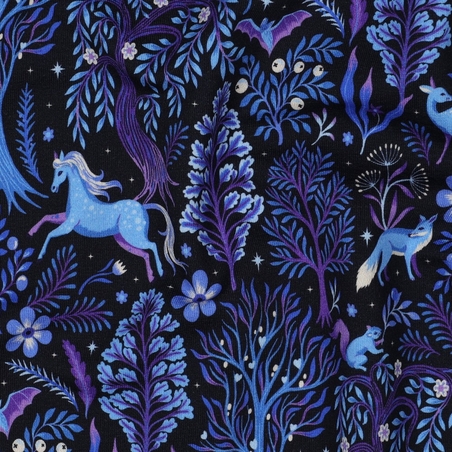 פרנץ טרי דפוס דיגיטלי חיות היער על רקע נייבי