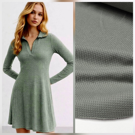 סריג וופל צבע זית דגם איזבל