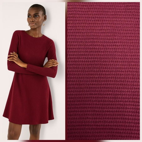 סריג וופל צבע בורדו דגם אנסטסיה