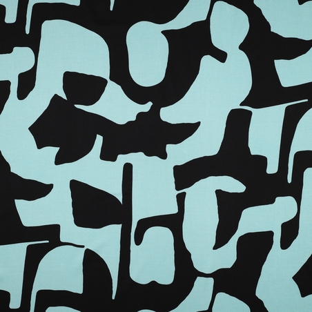 אריג ויסקוזה לייקרה דפוס אמורפי גווני מנטה שחור