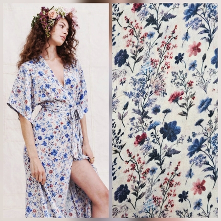 אריג דאבל טטרה דפוס פרחי שדה דיגיטלי