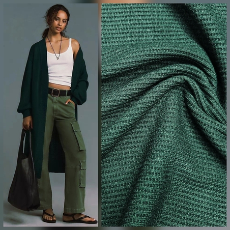 סריג וופל צבע ירוק בקבוק דגם אנסטסיה