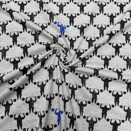 טריקו כותנה דפוס מר שריר על רקע אפור