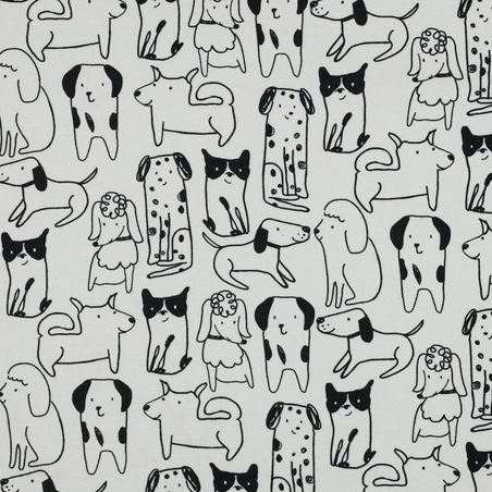 אריג פלנל דפוס כלבים חמודים על רקע אופוייט