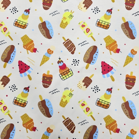 טריקו דפוס גלידות על רקע שמנת