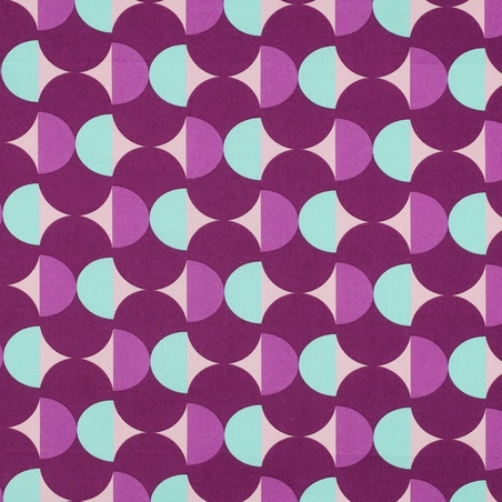 אריג כותנה עמיד במים דפוס אבסטרקטי גווני סגול ומנטה