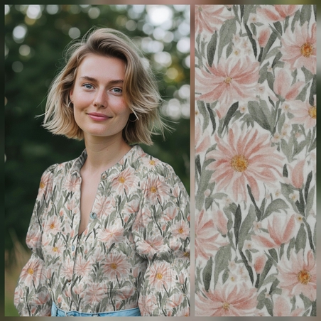 אריג דאבל טטרה דפוס פרחים פראים