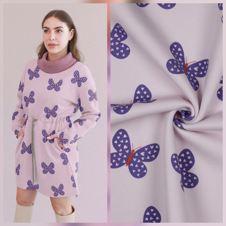 בד פוטר צבע סגול לבנדר דפוס פרפרים