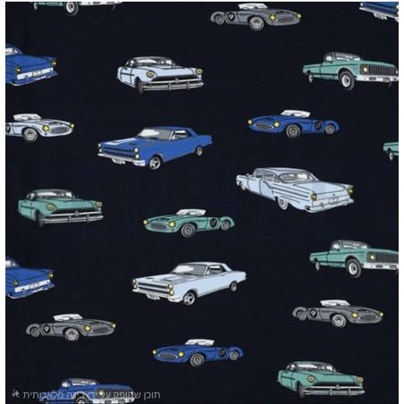 טריקו דפוס מכוניות על רקע כחול כהה