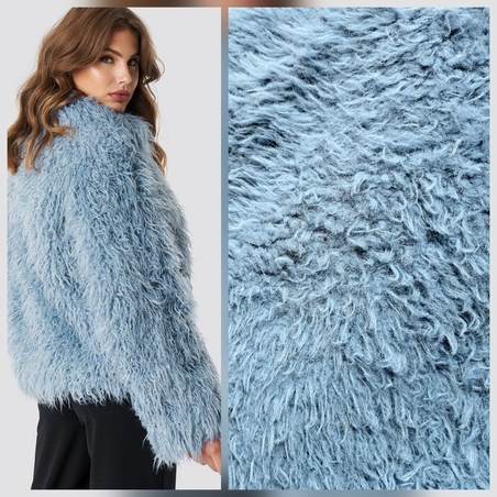 פרווה צבע כחול מעושן שיער בינוני