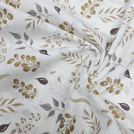 אריג כותנה דפוס עלי אקליפטוס גווני בז