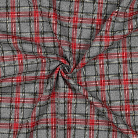 אריג משבצות סקוטי גווני אפור אדום