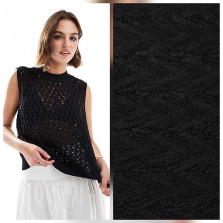 תחרה קרושה טקסטורה זיגזג צבע שחור