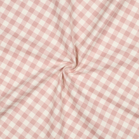 אריג פלנל משבצות ורוד לבן