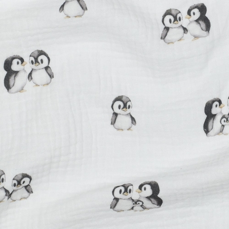 אריג דאבל טטרה דפוס פינגווינים על רקע לבן