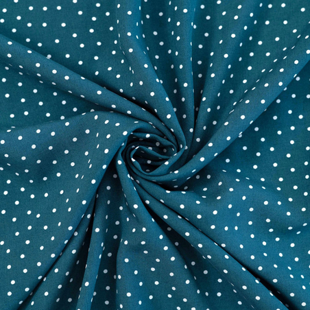 אריג כותנה דפוס נקודות סיכה על רקע פטרול