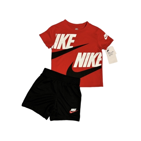 חליפת מכנס NIKE אדום מכנס שחור לוגו בגדול בשחור לבן