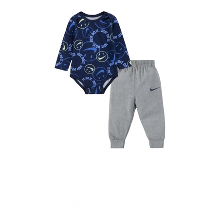 חליפת מכנס NIKE אפור כחול סמיילי בגד גוף ומכנסיים