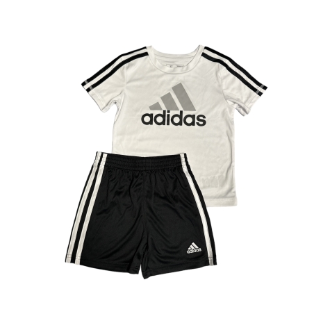חליפת מכנס ADIDAS לבנה לוגו במרכז מכנס שחור