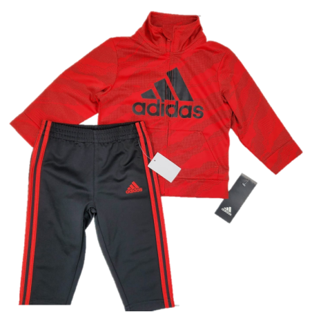 חליפת מכנס ADIDAS בייבי אדום שחור לוגו שחור במרכז