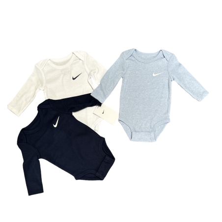 מארז 3 בגדי גוף NIKE שרוול ארוך תכלת לבן כחול