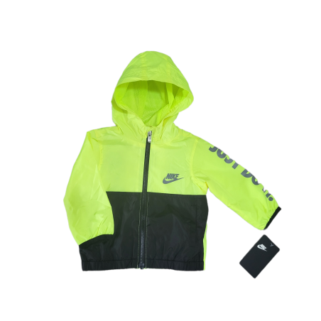 מעיל רוח קפוצ'ון NIKE בייבי זוהר כיתוב באפור  just do it בשרוול