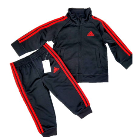 חליפת מכנס ADIDAS שחור קלאסי פסים אדומים בצד
