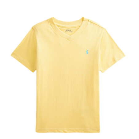 חולצת Ralph lauren צהוב בננה צווארון וי ג'רזי פוני רקום בנים